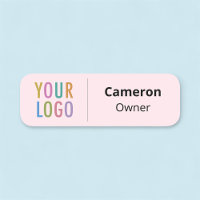 Pink Company Nametag Business Logo Magnetic or Pin