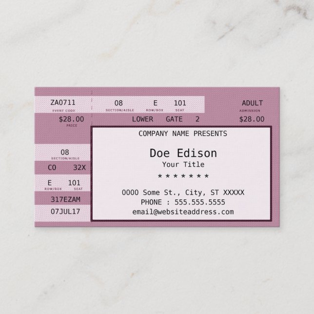 pink concert ticket (Front)