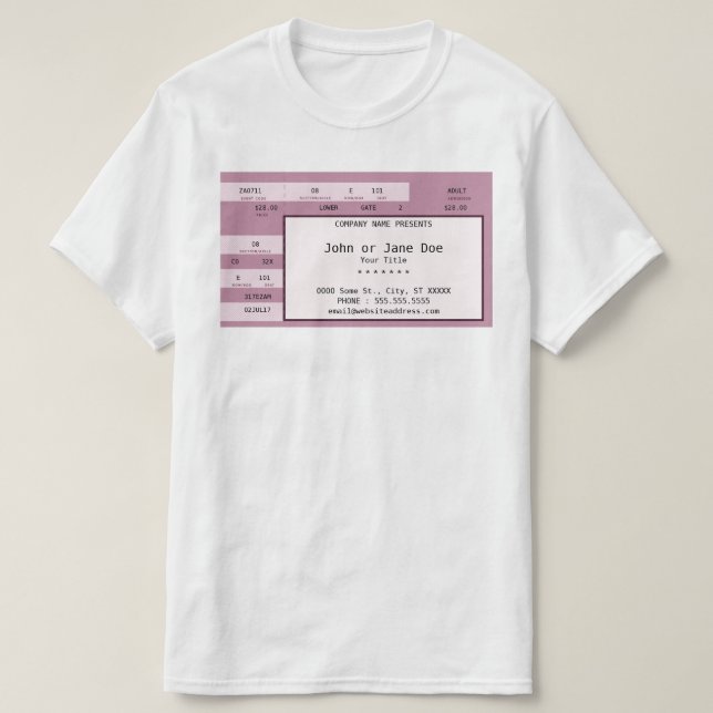 pink concert ticket T-Shirt (Design Front)