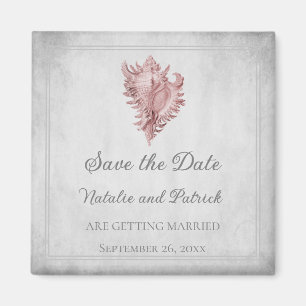 Pink Conch Shell Save the Date Magnet