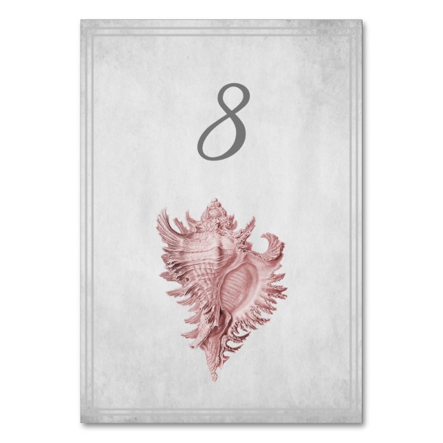 Pink Conch Shell Table Number Card (Front)