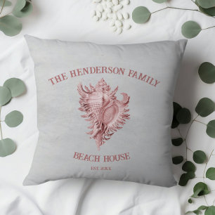Pink Conch Shell Throw Pillow