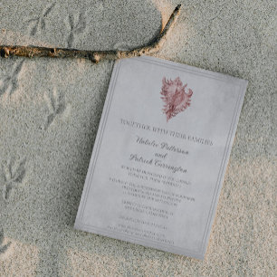 Pink Conch Shell Wedding Invitation