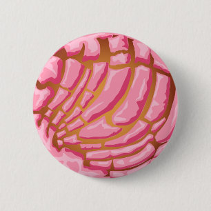 Pink Concha Mexican Pan Dulce Pastry Graphic 6 Cm Round Badge