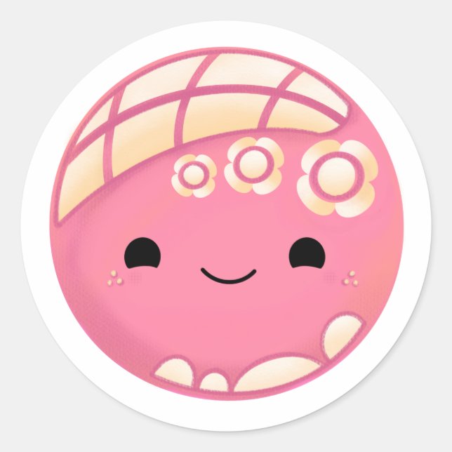 Pink Concha Pan Dulce Classic Round Sticker (Front)