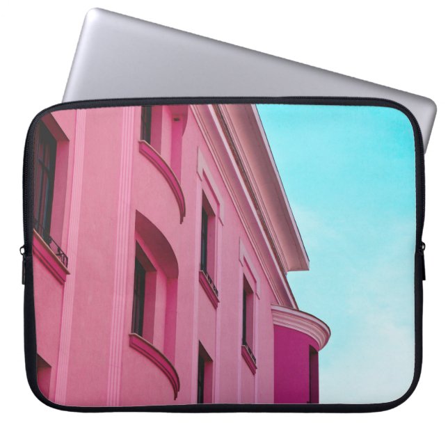 PINK CONCRETE BUILDING LAPTOP SLEEVE (Front)
