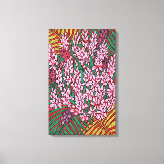 Pink Cone Ginger Alpinia Tropical Flowers Floral Canvas Print