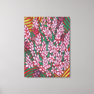 Pink Cone Ginger Alpinia Tropical Flowers Floral Canvas Print