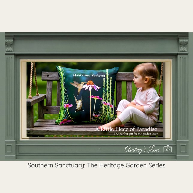Pink Coneflower & Hummingbird Heritage Cushion (Creator Uploaded)