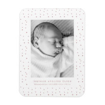Pink Confetti Baby Birth Announcement Photo Card 