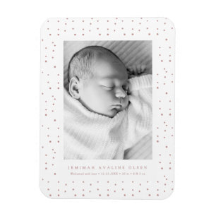 Pink Confetti Baby Birth Announcement Photo Card  Magnet