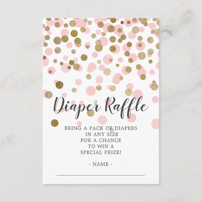 Pink Confetti Baby Shower Diaper Raffle Ticket Enclosure Card (Front)