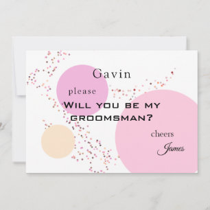 Pink Confetti Circles Groomsman Invitation