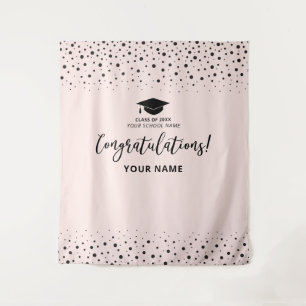 Pink Confetti Congratulation Graduation  Tapestry