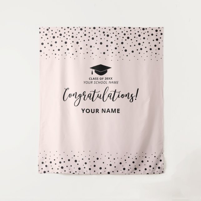Pink Confetti Congratulation Graduation  Tapestry (Front)