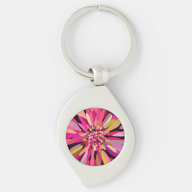 Pink Confetti Flower Key Ring (Front)