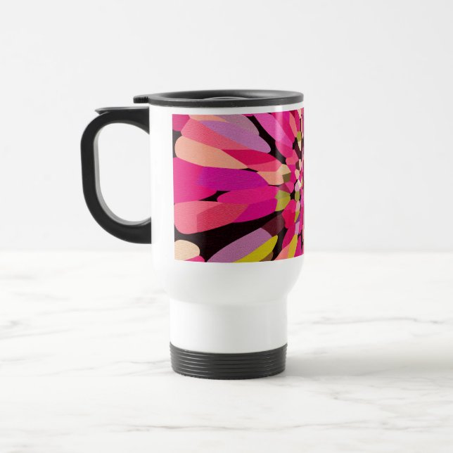 Pink Confetti Flower Travel Mug (Left)