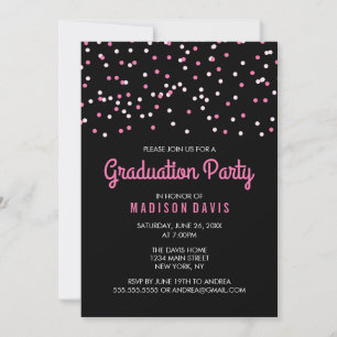 Pink Confetti Graduation Party Invitation