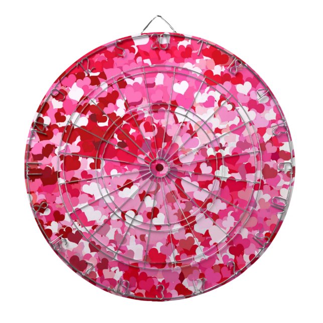 Pink Confetti Hearts Dartboard (Front)