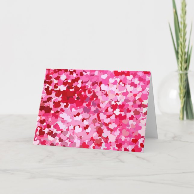 Pink Confetti Hearts Holiday Card (Front)
