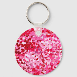 Pink Confetti Hearts Key Ring