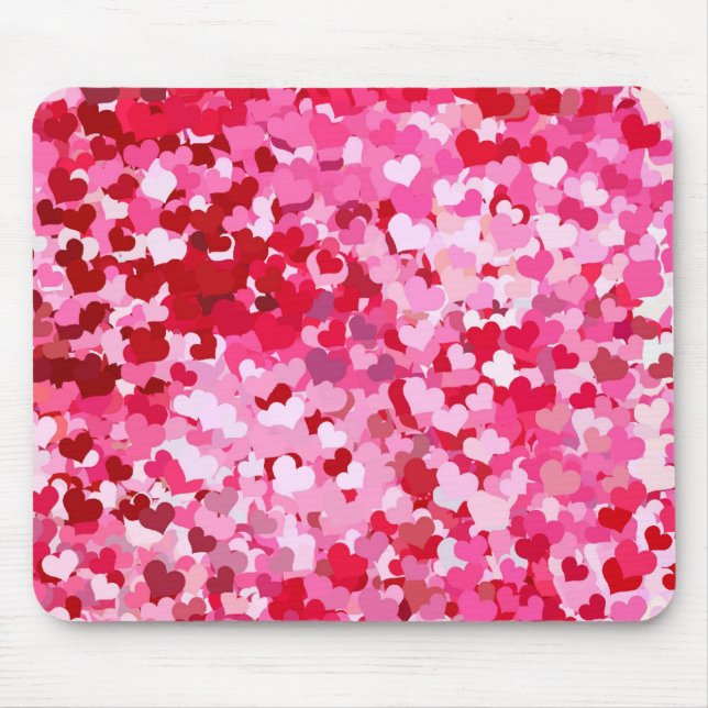 Pink Confetti Hearts Mouse Pad (Front)