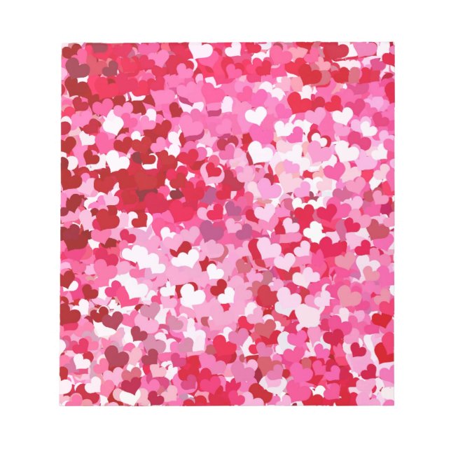 Pink Confetti Hearts Notepad (Front)
