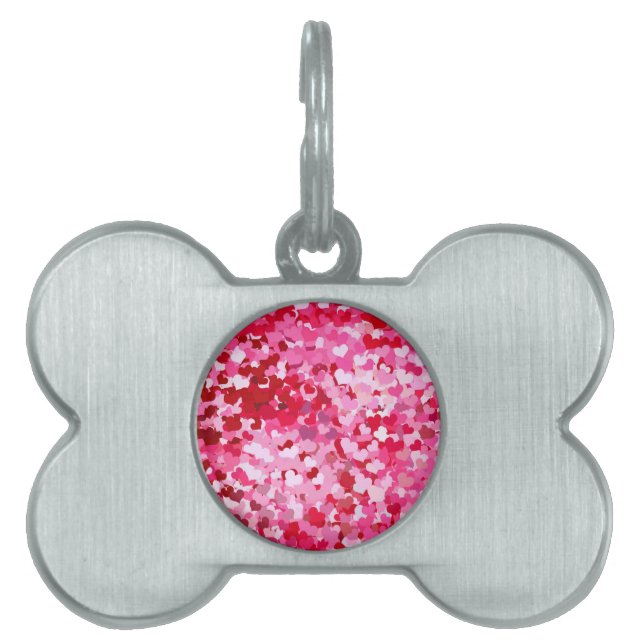 Pink Confetti Hearts Pet Tag (Front)