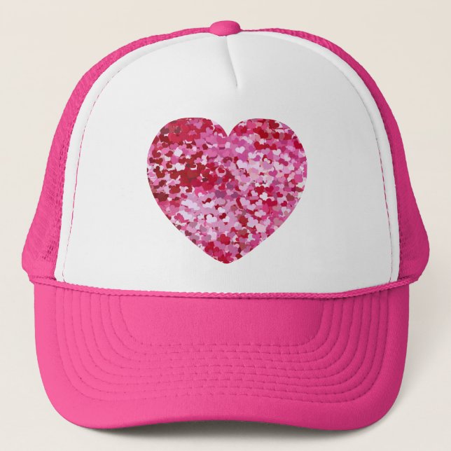 Pink Confetti Hearts Trucker Hat (Front)