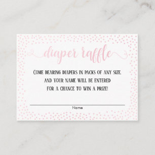 Pink Confetti, Script on White Diaper Raffle Cards
