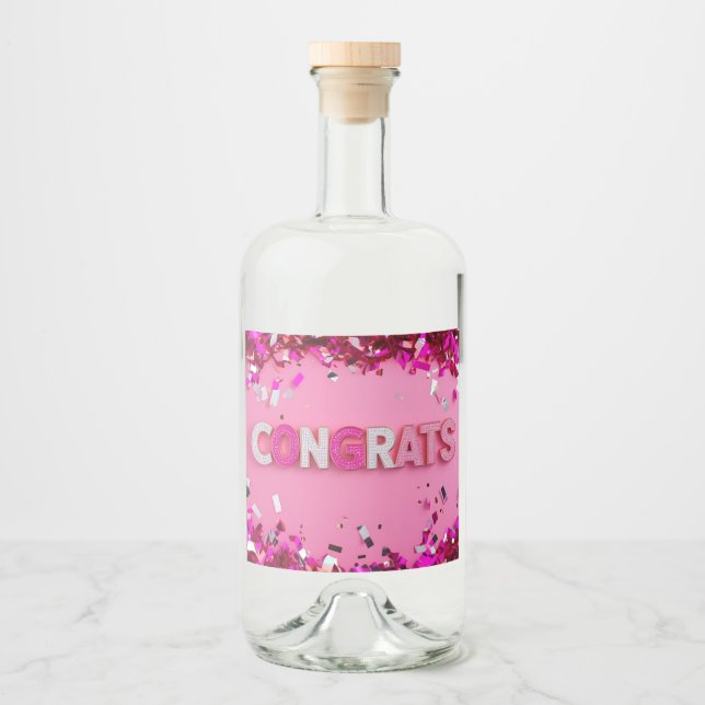 Pink  "Congrats"  Food Label (Front)