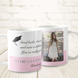 Pink Congratulations Graduation Message Photo Coffee Mug