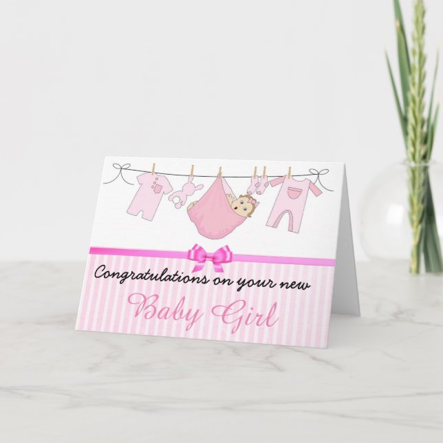 Pink Congratulations on your new Baby Girl Card (Front)