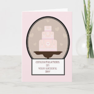 Pink Congratulations Wedding Day Cake Card