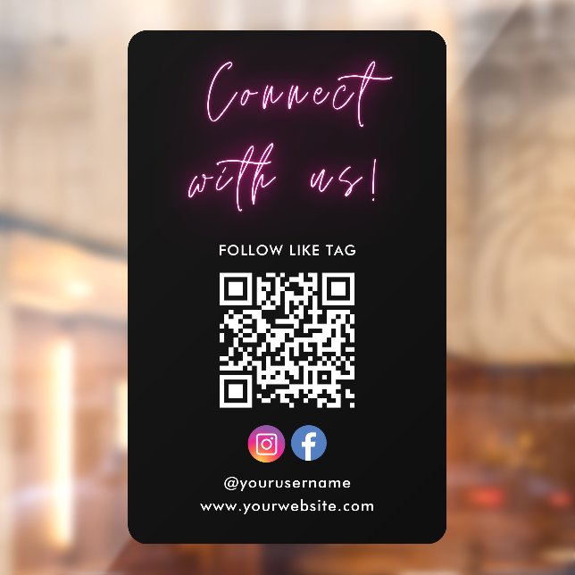 Pink Connect With Us Instagram Facebook Qr Code (Sheet 2)