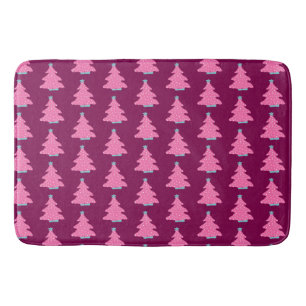 Pink Contemporary Christmas Trees Bath Mat