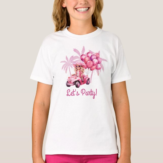 Pink Convertible Let's Party T-Shirt (Front)