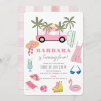 Pink Convertible Palm Tree Girl Birthday