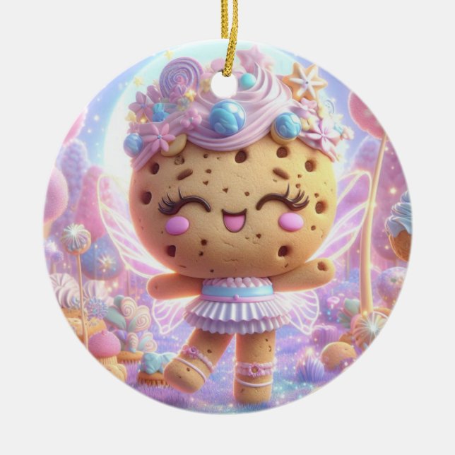 Pink Cookie Ceramic Tree Decoration (Front)