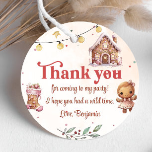 Pink Cookie Christmas Birthday Party Favour Tag