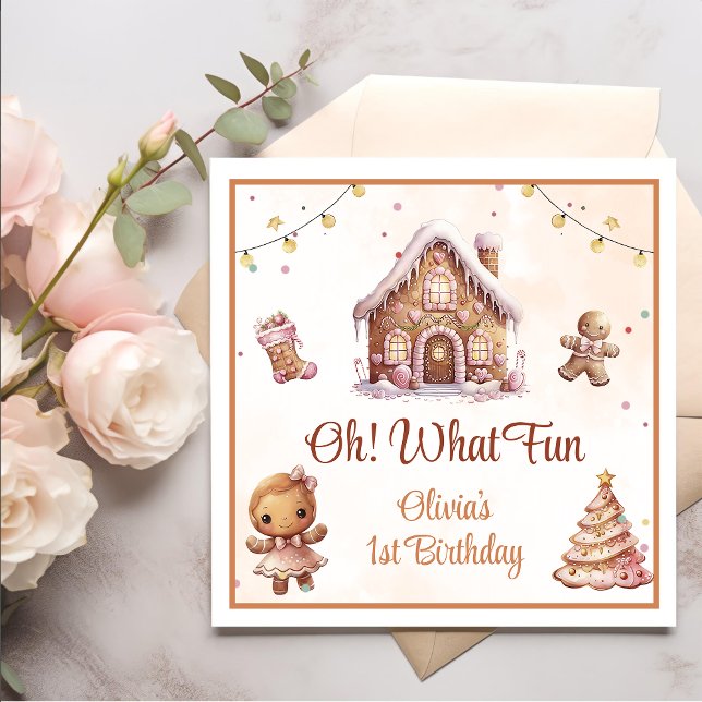 Pink Cookie Christmas Birthday Party Napkin (Creator Uploaded)