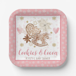 Pink Cookies and Cocoa Baby Shower Paper Plate