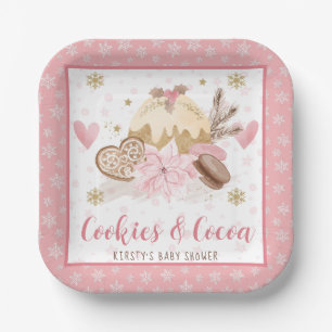 Pink Cookies and Cocoa Baby Shower Paper Plate