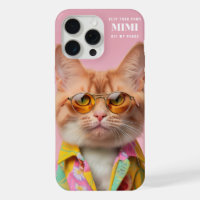 Pink Cool Cat Illustration Glasses Pet Paws