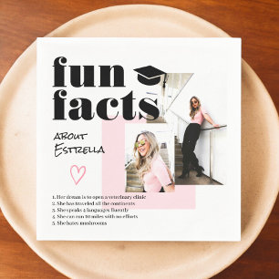 Pink cool graduate fun facts graduation 2 photos napkin