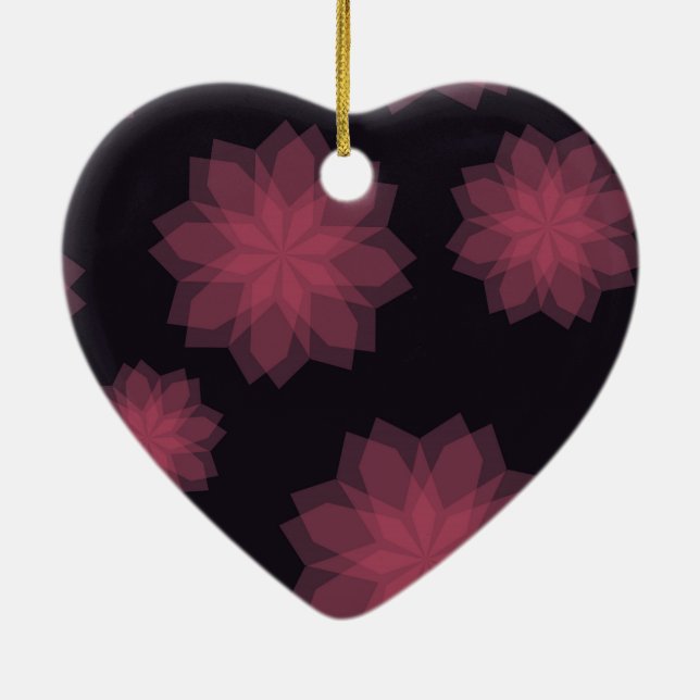 Pink, cool, trendy, modern flower abstraction ceramic tree decoration (Back)