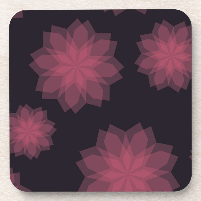 Pink, cool, trendy, modern flower abstraction coaster (Front)
