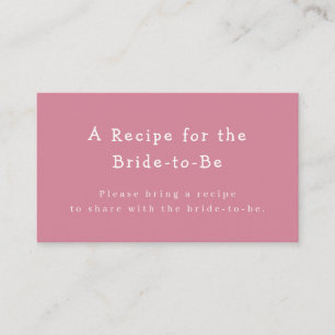 Pink Coordinate Bridal Shower Recipe Request Enclosure Card
