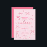 Pink Coquette 16th Birthday Party Invitation<br><div class="desc">Pink Coquette 16th Birthday Party Invitation</div>