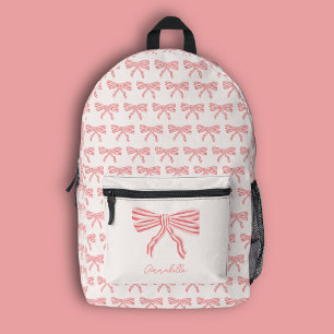 Pink coquette aesthetic bow girly blush printed backpack